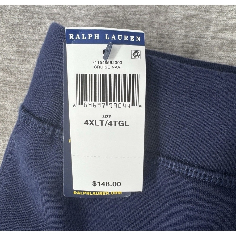 NWT Polo Ralph Lauren Fleece Sweatpants Ankle Cinch Men Size 4XL Tall Navy Blue - Picture 4 of 14